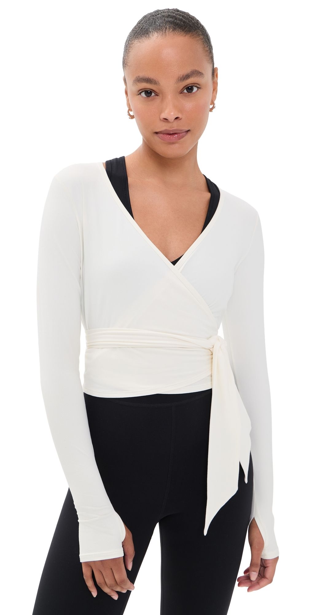Splits59 Bella Airweight Lite Wrap Top White S