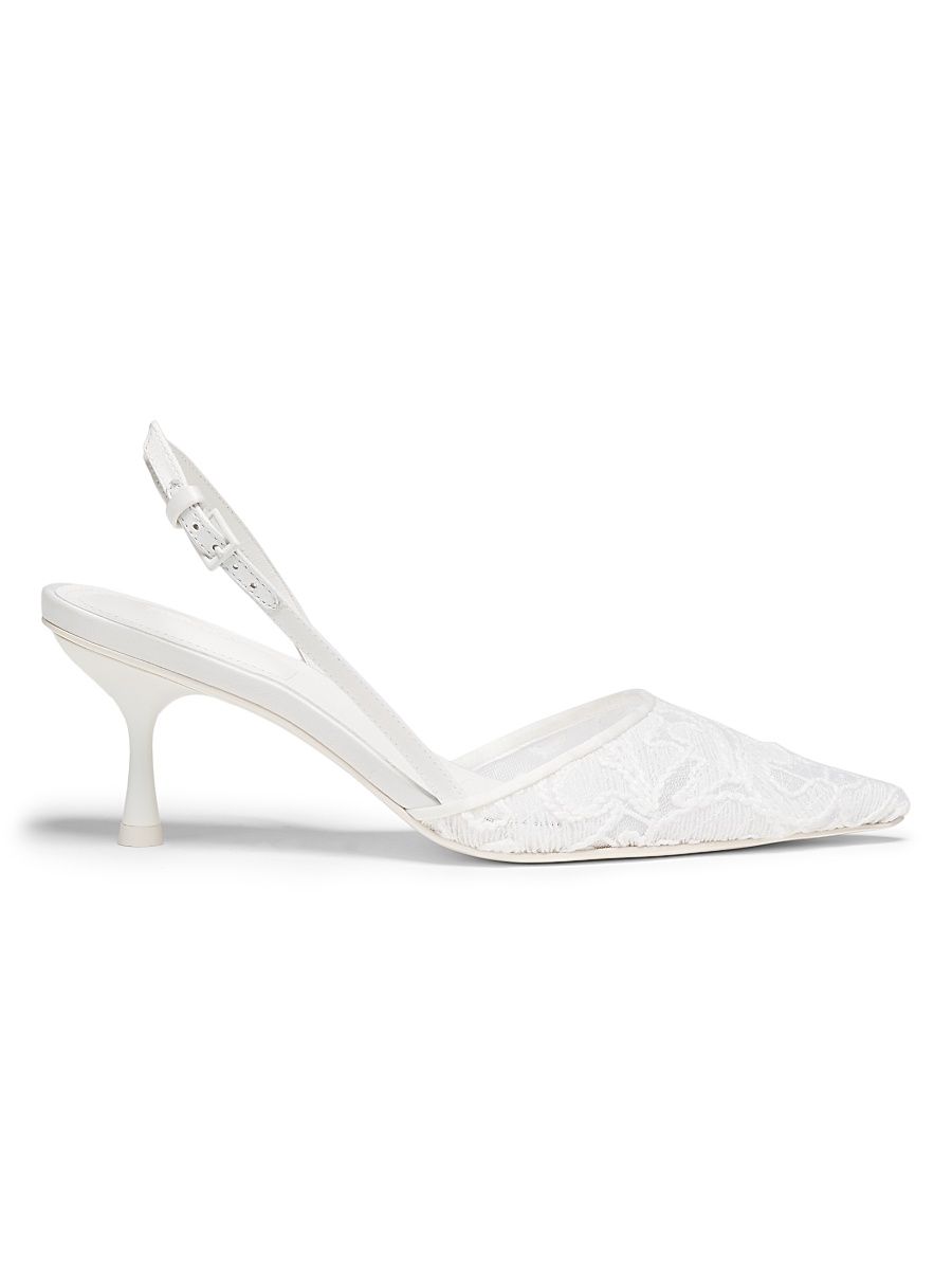 Women's Dylan Lace Slingback Pumps - White - Size 7