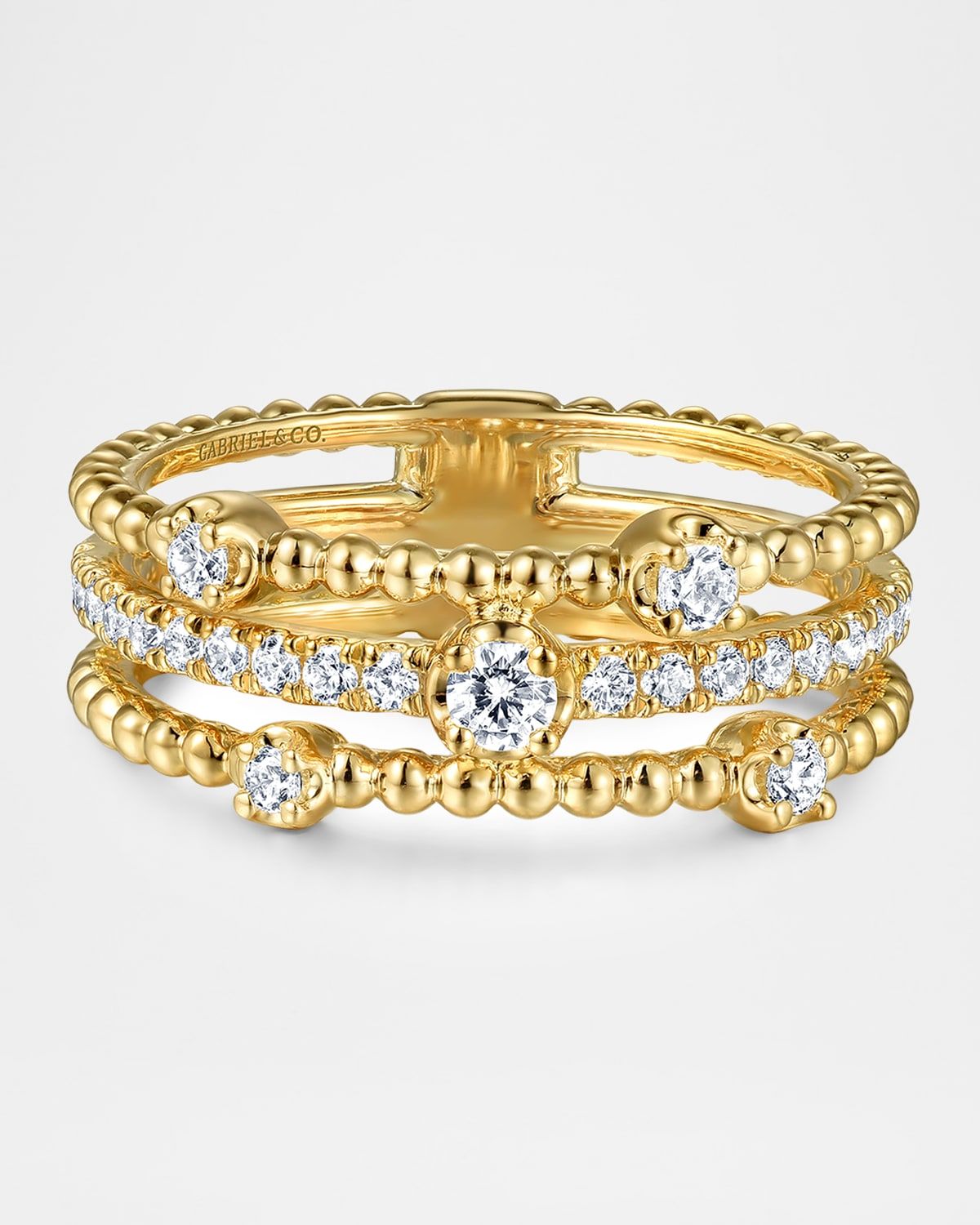 14K Yellow Gold Diamond Easy Stackable Bujukan Ring