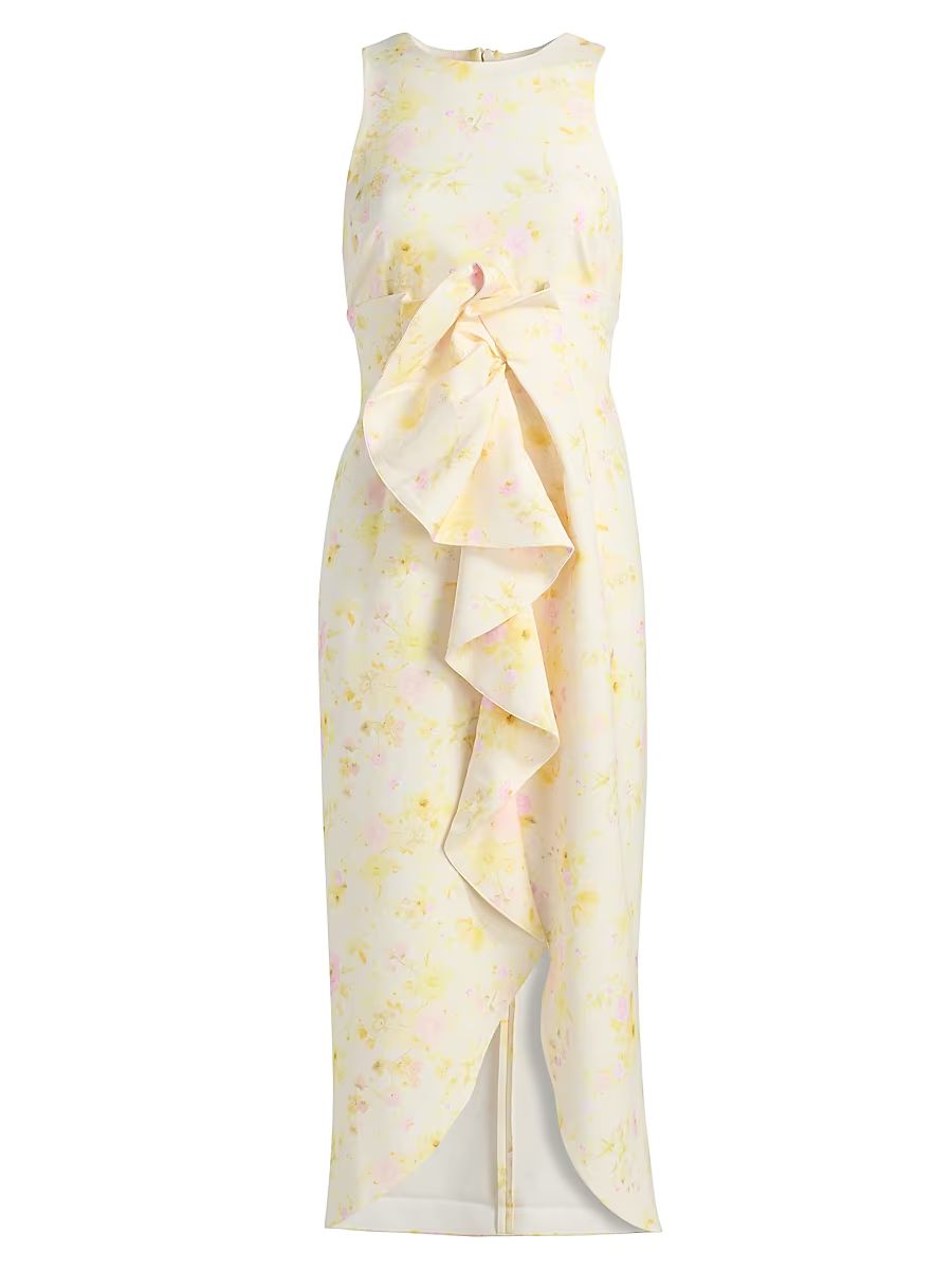 Women's Liv Peony Ruffle Midi-Dress - Yellow - Size 12