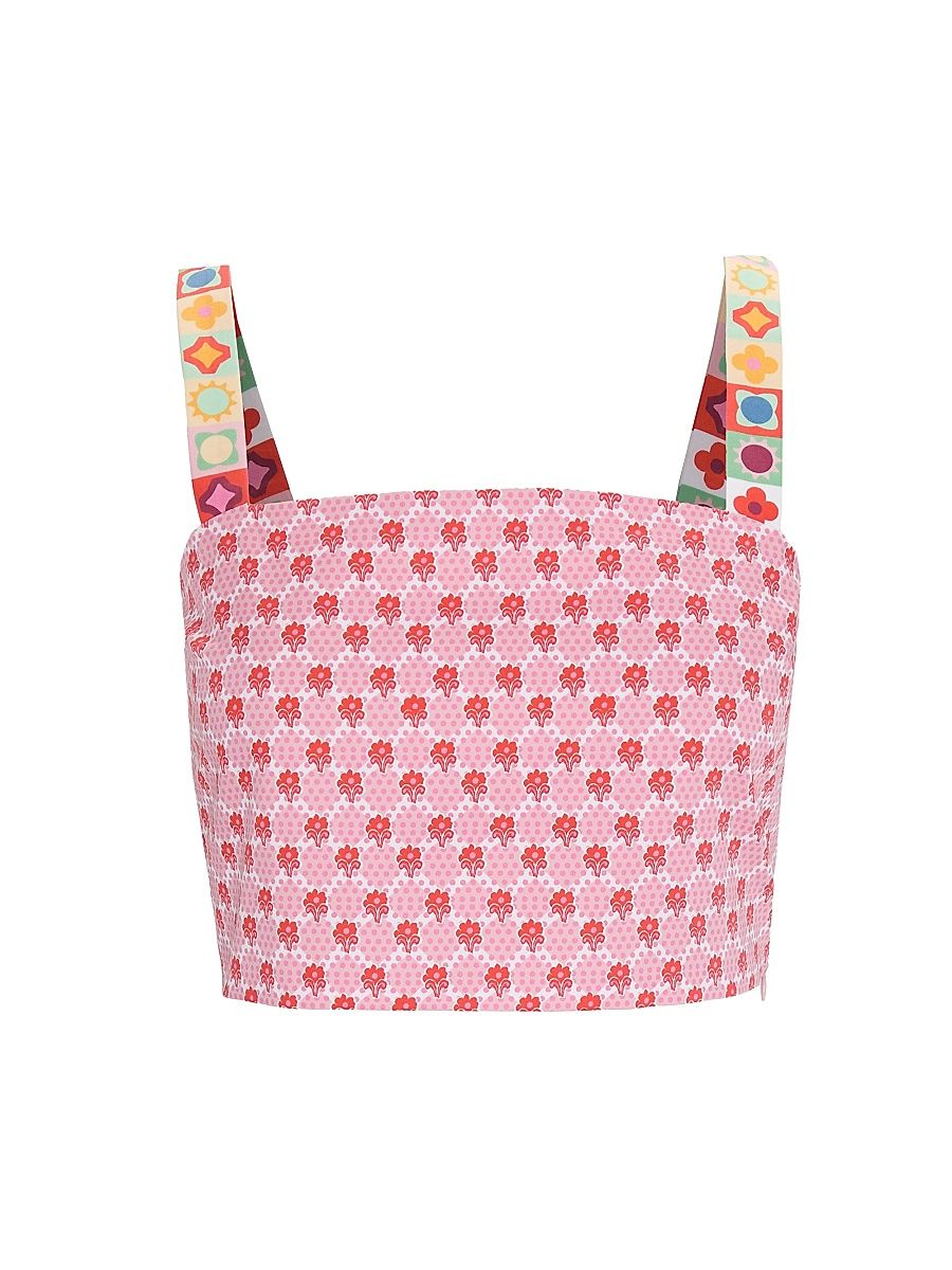 Women's The Clara Crop Top - Pink Cala Check - Size XXL