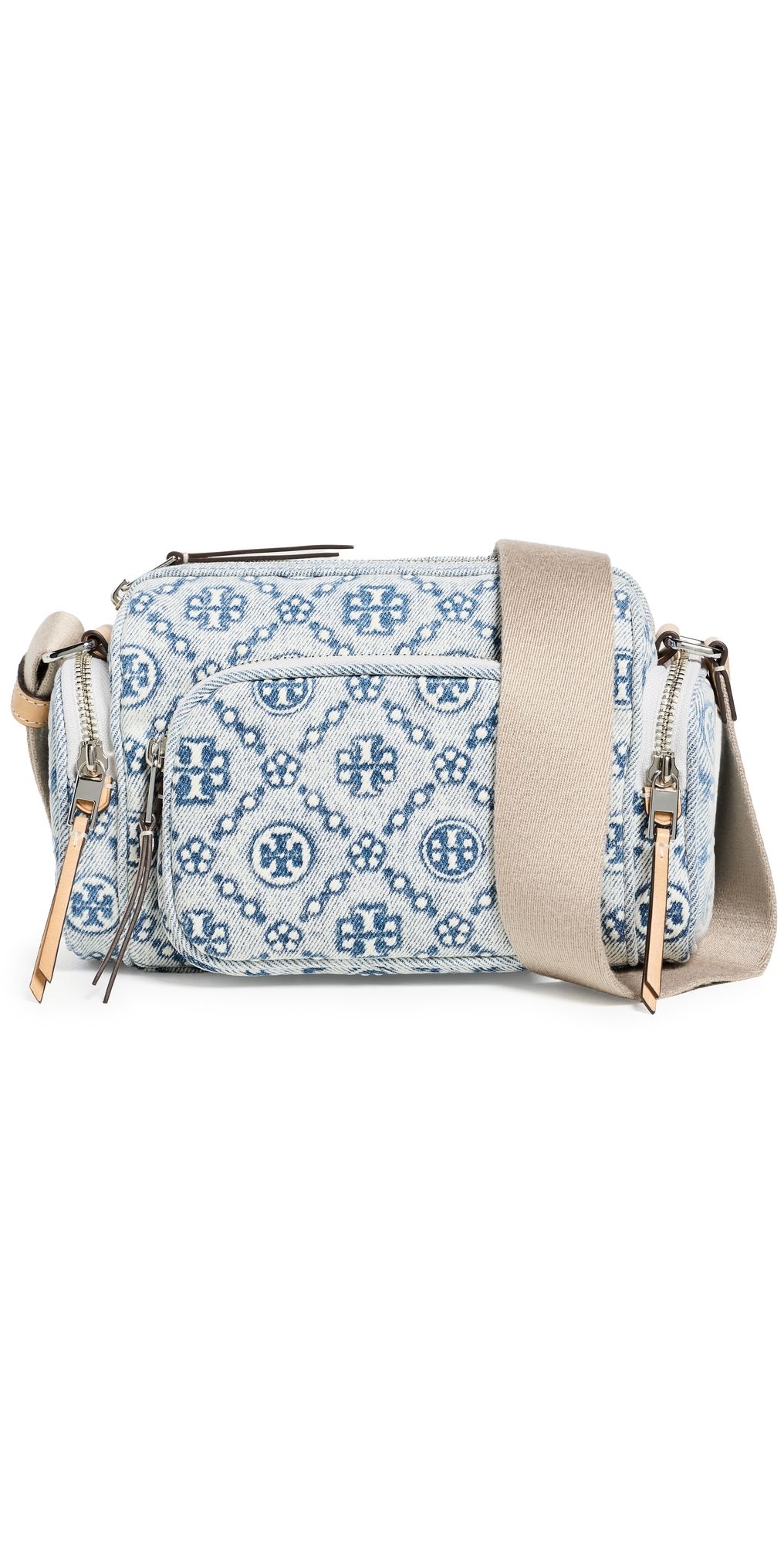 Tory Burch T Monogram Denim Pocket Crossbody Powder Blue One Size