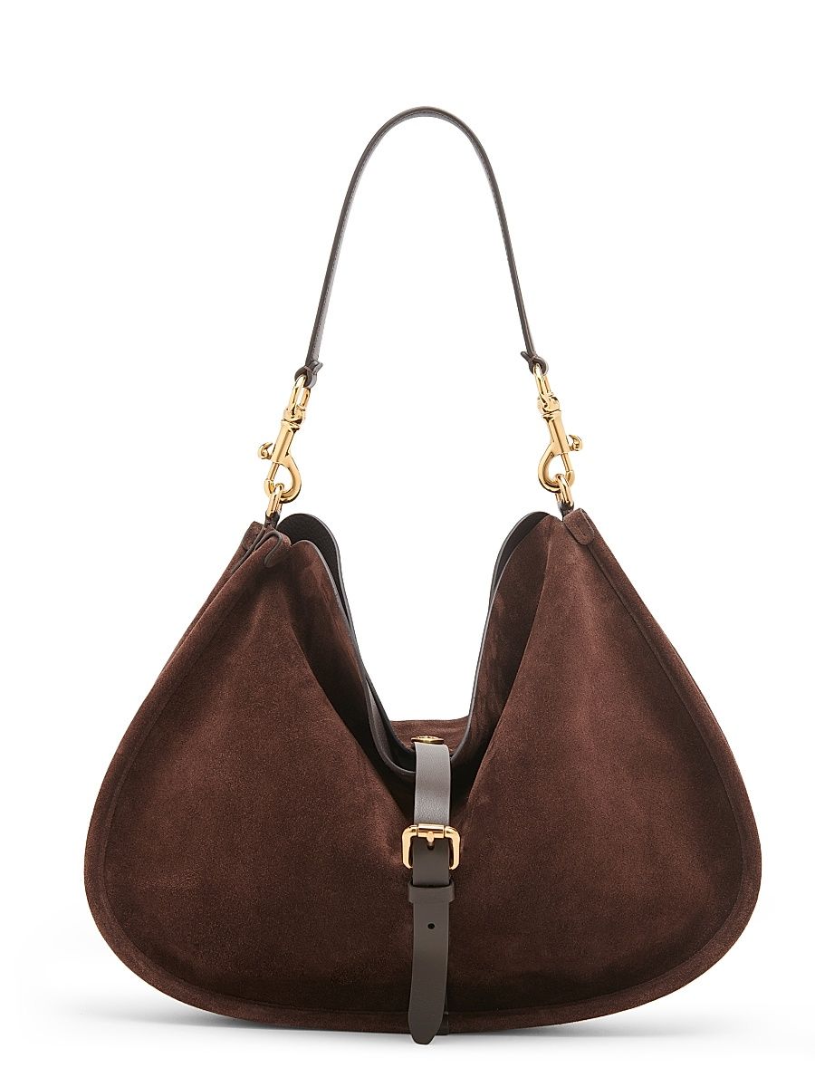 Women's XL Pony Suede Crossbody Bag - Marrone Scuro