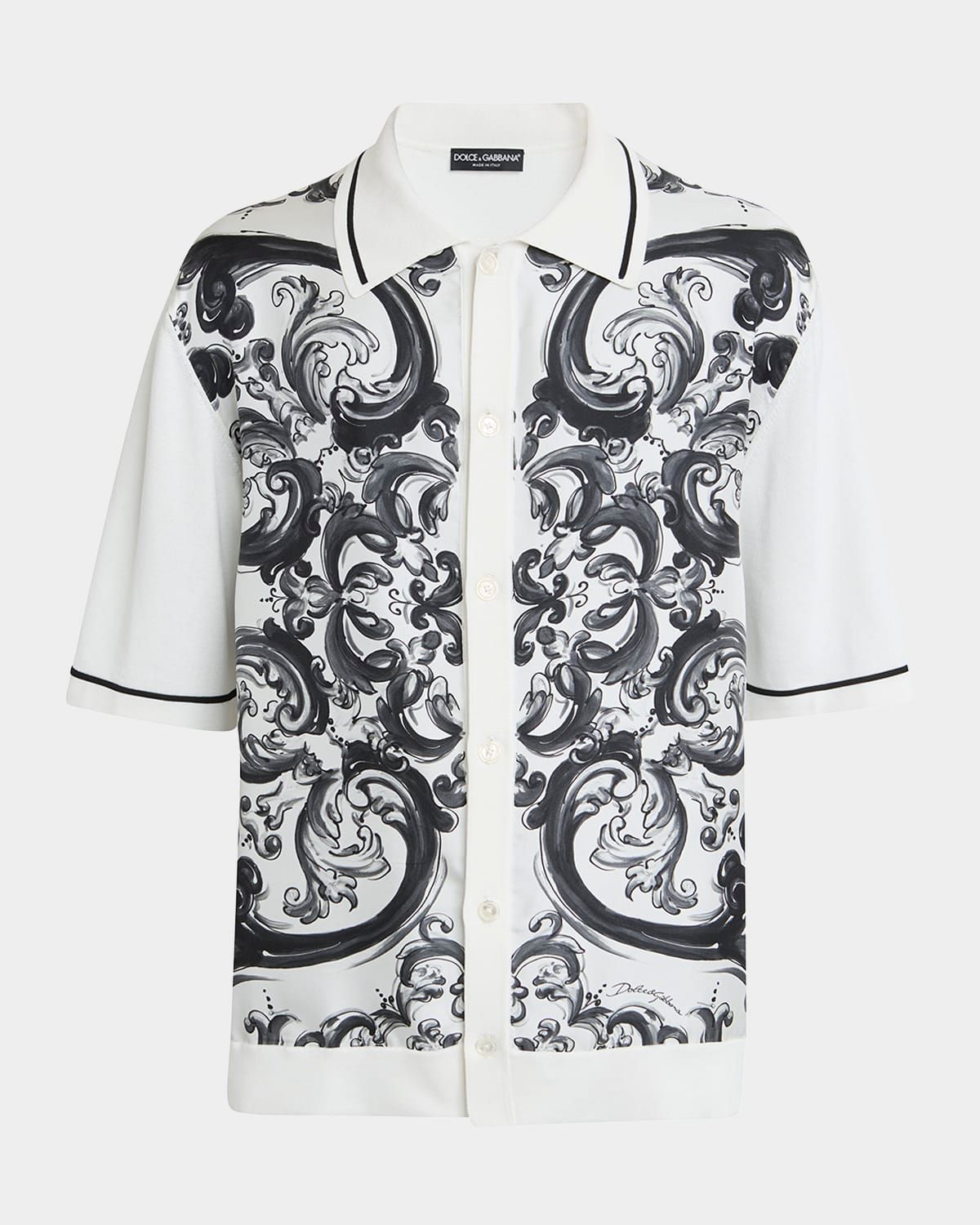 Men & apos;s Silk Majolica Short-Sleeve Shirt
