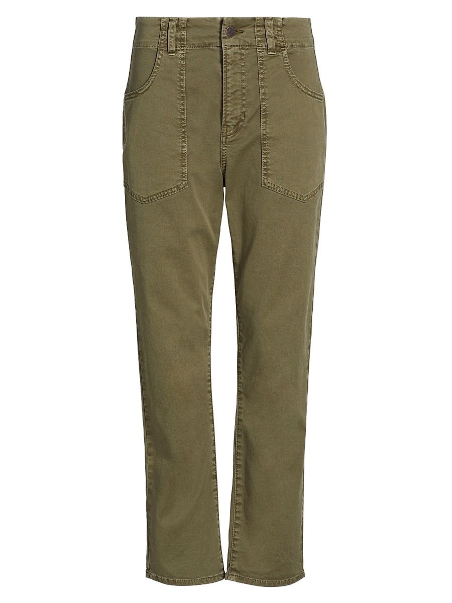 Women's Arya Cotton-Blend Straight-Leg Cargo Pants - Army - Size 32