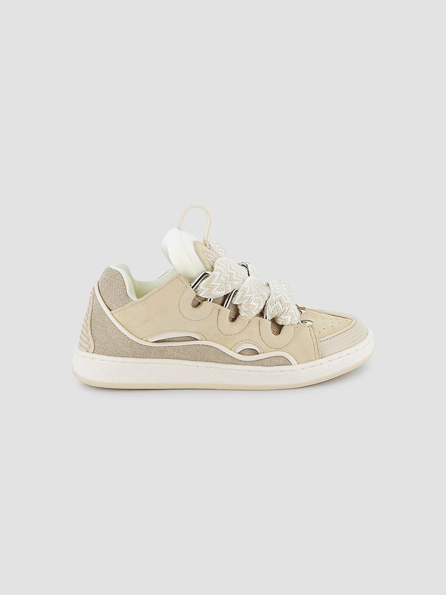 Lanvin Unisex Kid's Curb Suede Sneakers - Dark Stone - Size 5 (Child)