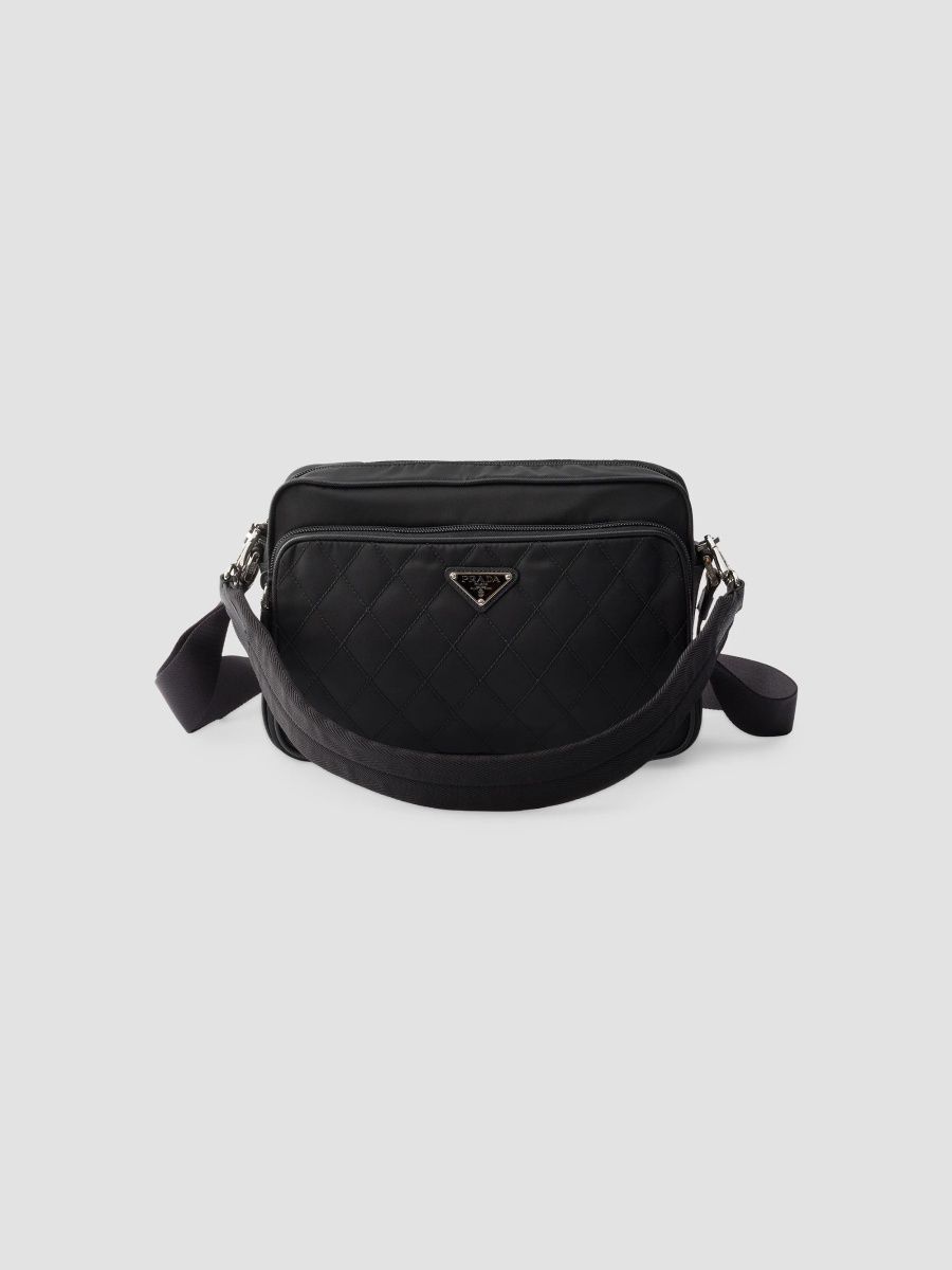 Prada Men's Re-Nylon and Leather Shoulder Bag - Black