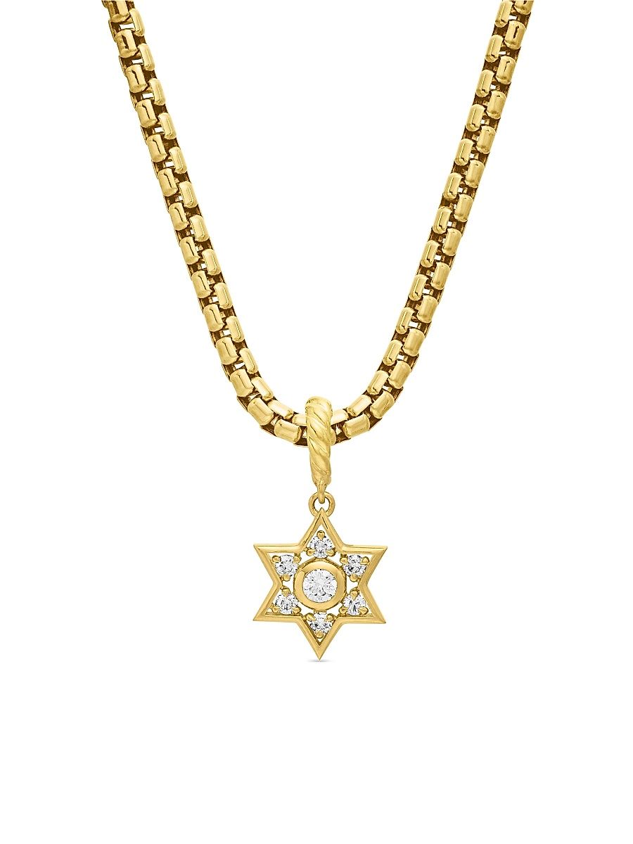 Women's Star Of David Pendant In 18K Yellow Gold With Diamonds - Diamond