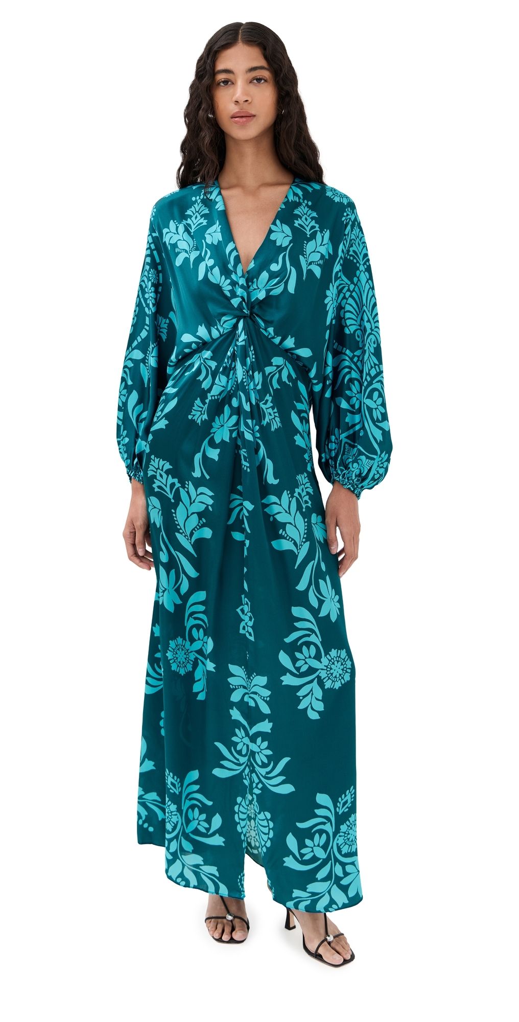 Figue Brenna Silk Dress Lustrous Lacework Gulf Teal 8