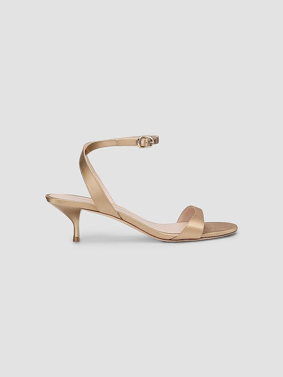 Stuart Weitzman Women's Kellie 50MM Satin Sandals - Sandstone - Size 9.5
