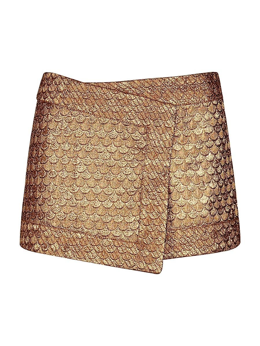 Women's Candelaria Re-Emerged Slim Fit Faux Wrap Miniskirt - Gold - Size 6