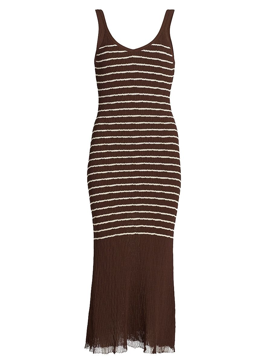 Women's Chiara Stripe Tank Dress - Warm Brown - Size XS