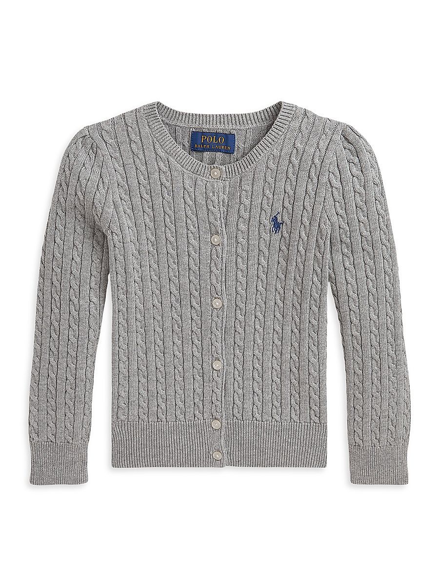 Little Girl's & Girl's Cable-Knit Cardigan - Heather Grey - Size 18