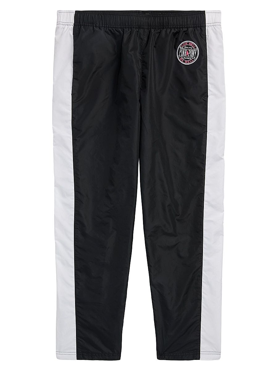 Men's Unisex Pink Pony Nylon Athletic Warm-Up Pants - Polo Black Ceramic White - Size XXL