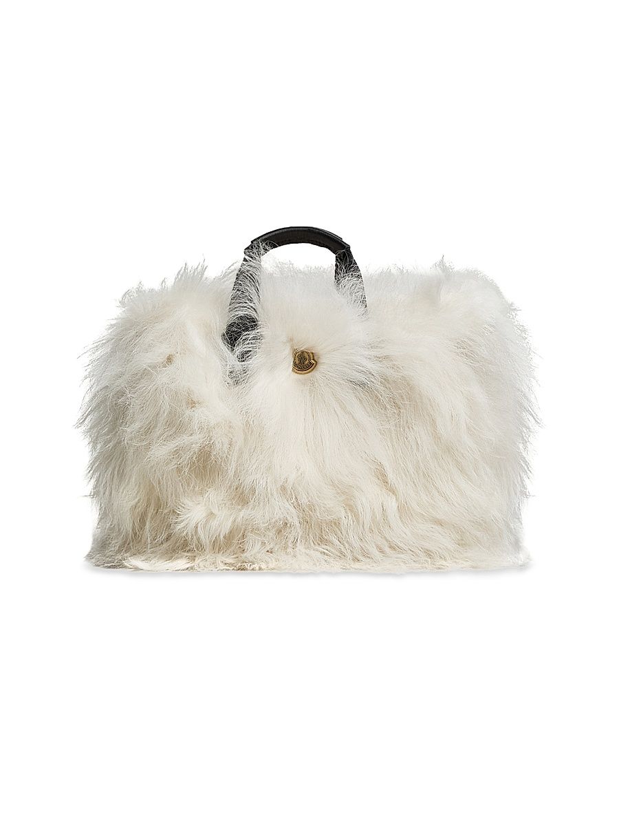 Women's Micro Caradoc Top Handle Bag in Shearling - White