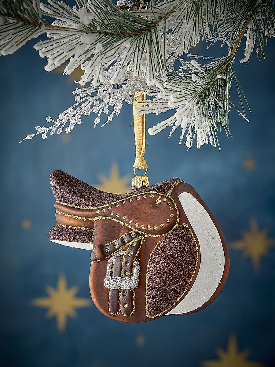 English Riding Saddle Glass Ornament
