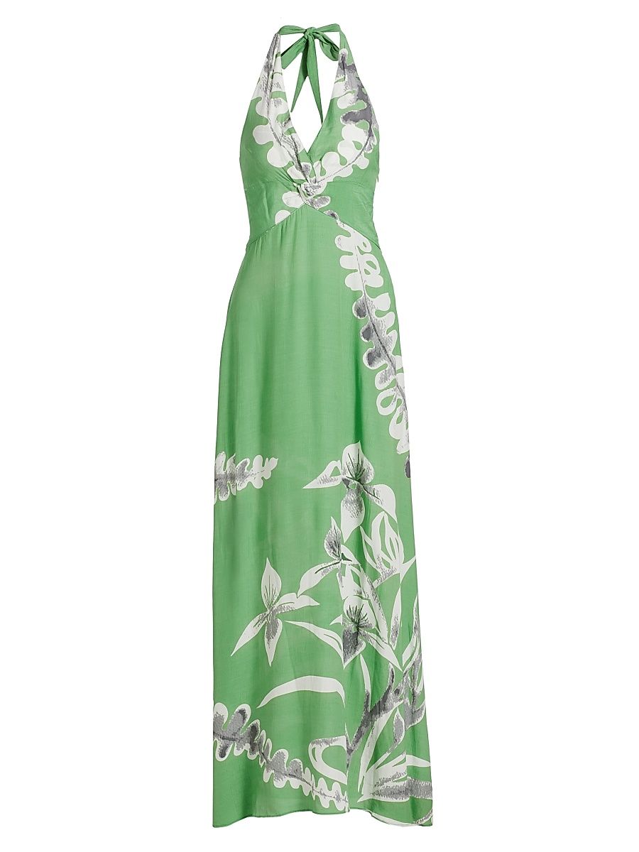 Women's This Time Floral Twist Halter Maxi Dress - Mint Blossom - Size Large