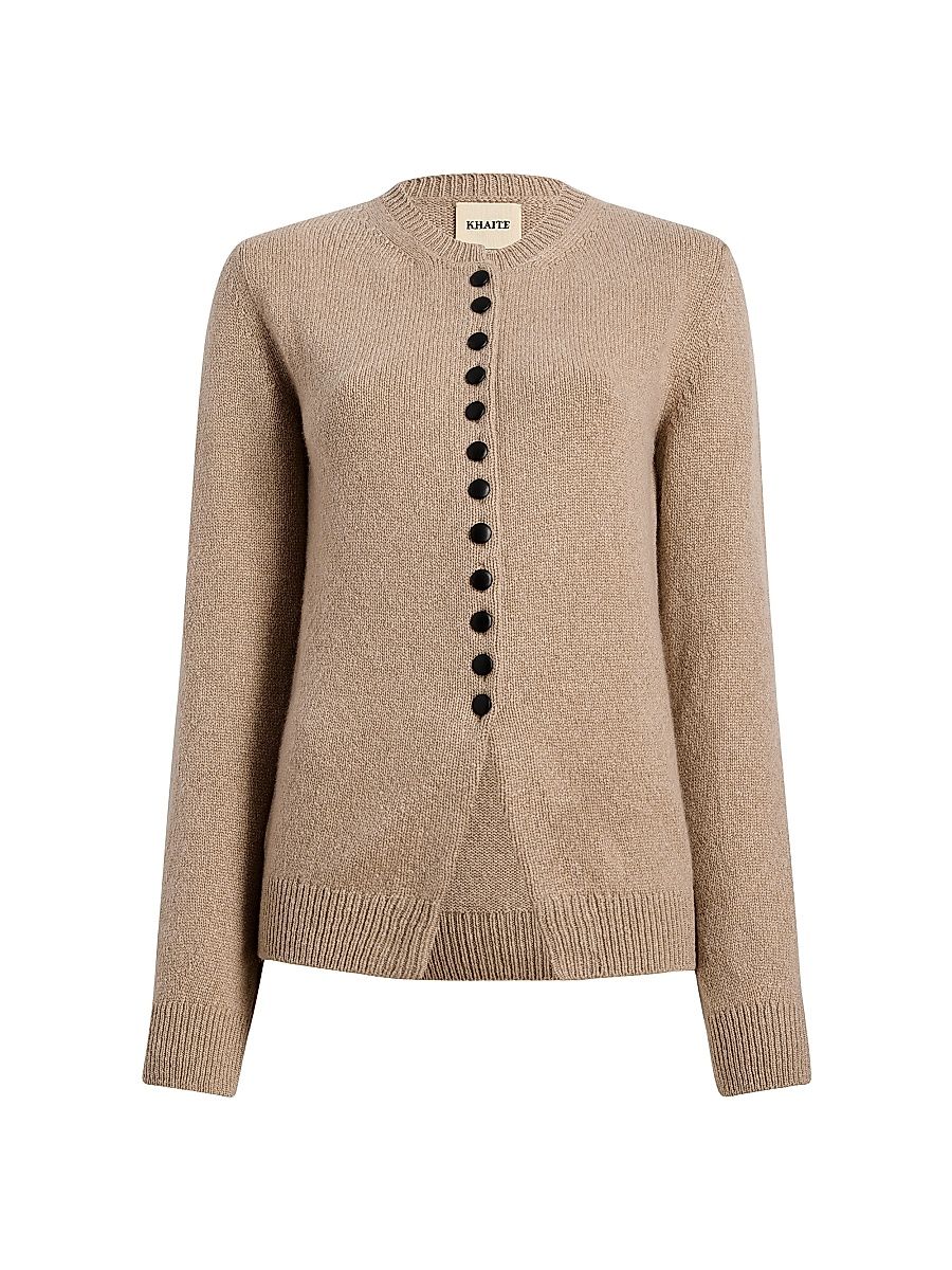 Women's Josette Cashmere Button-Front Cardigan - Putty - Size Small