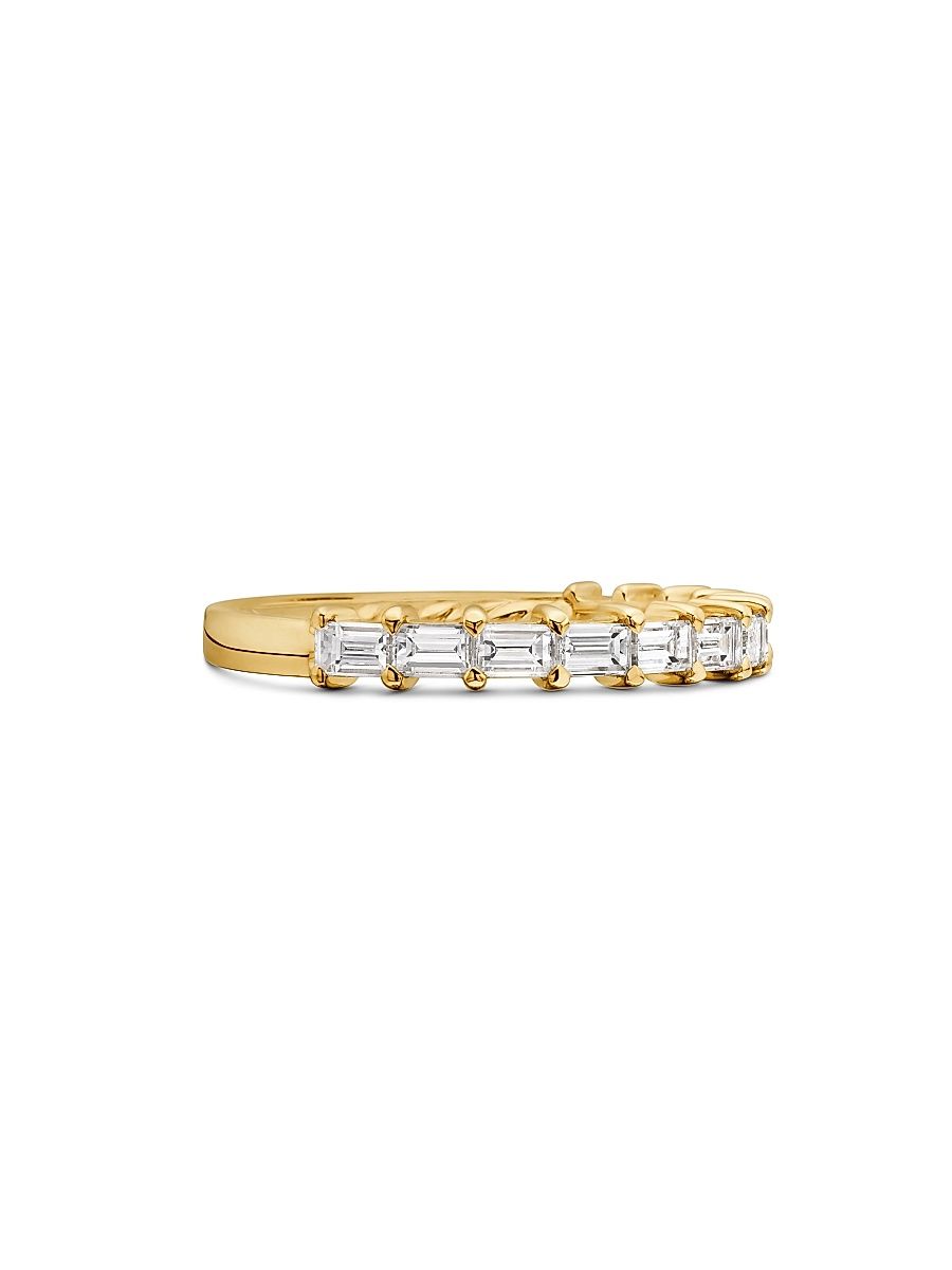 Women's DY Eden Partway Band Ring in 18K Yellow Gold - Diamond - Size 7
