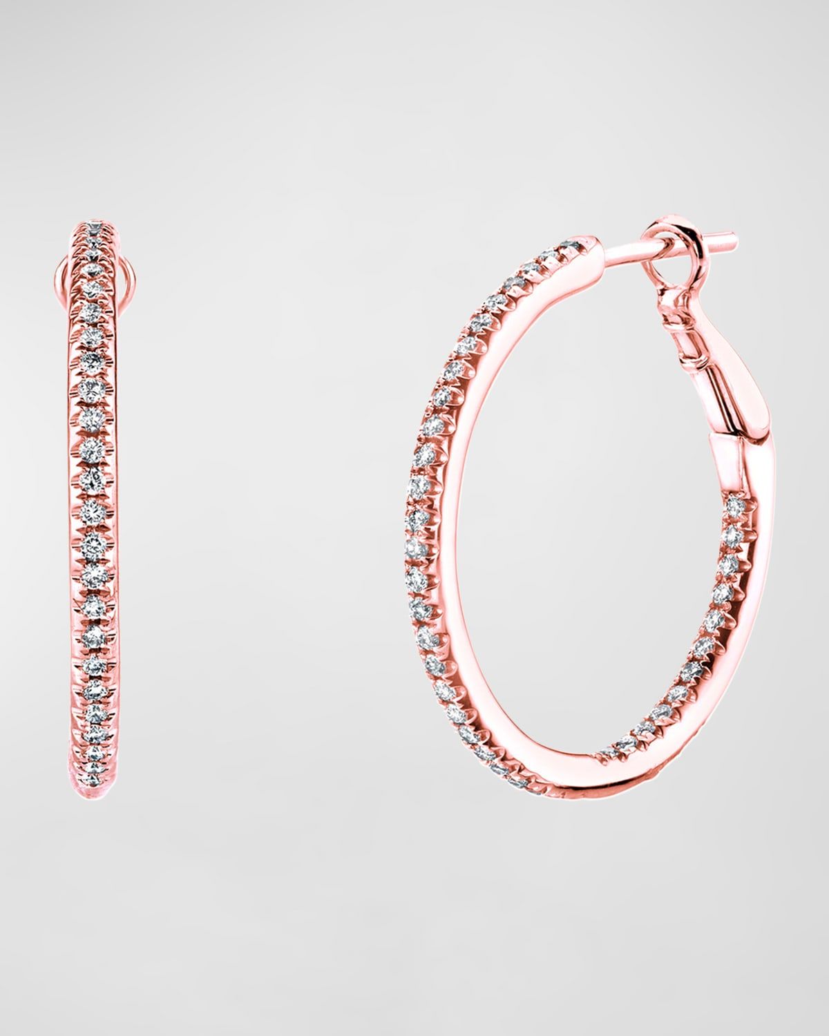 x Christina Adamo 18K Gold Round Diamond Hoop Earrings, 1.1tcw/1"L