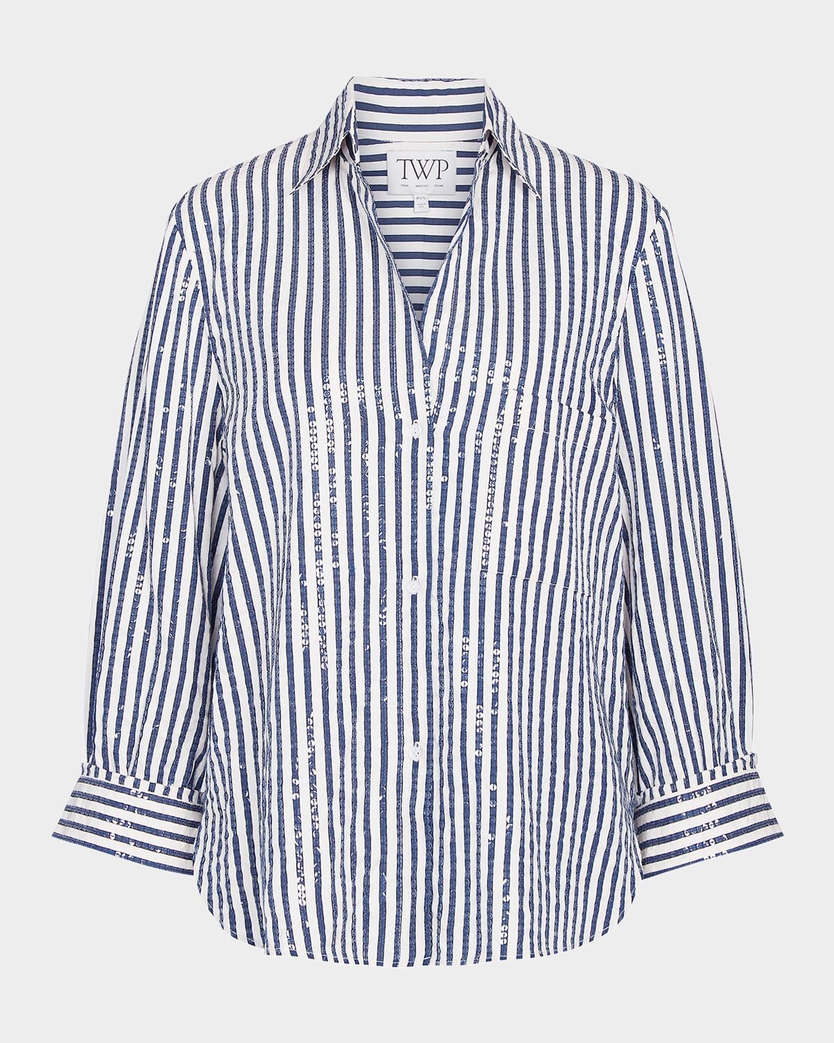 Next Morning Sequined Stripe Button-Front Shirt