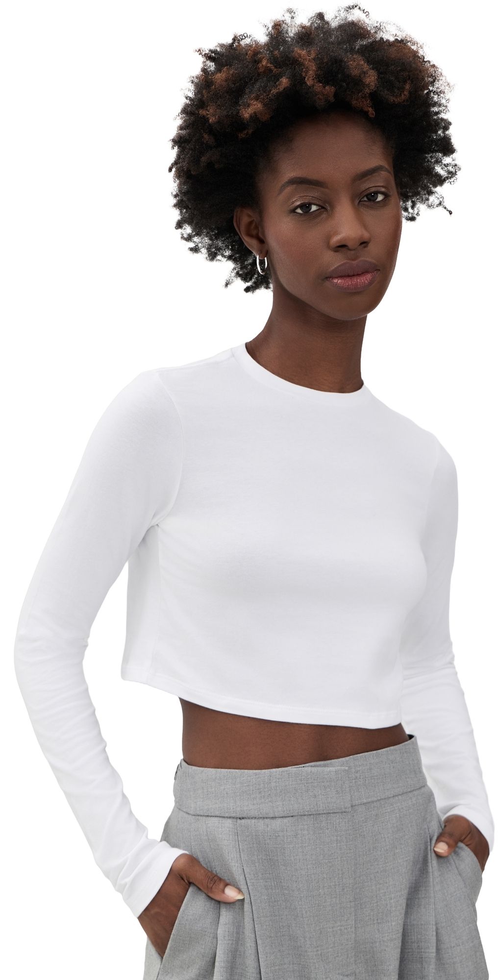 Favorite Daughter The Laura Long Sleeve Crop Top White XL