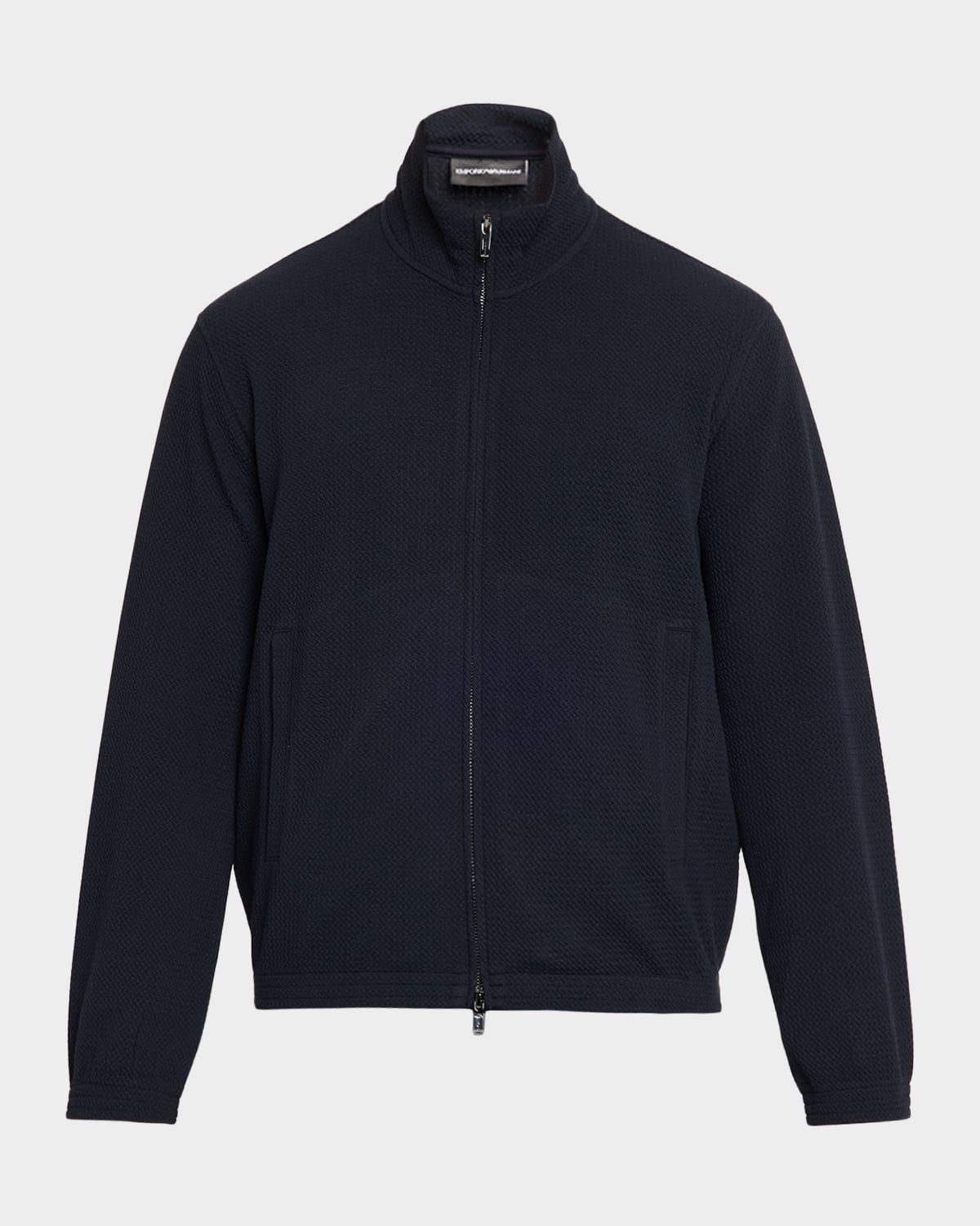 Men & apos;s Textured Jersey Full-Zip Sweater
