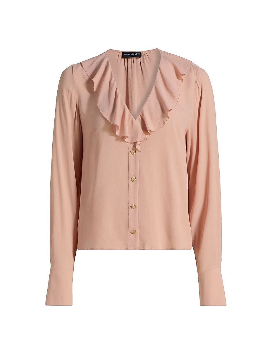 Women's Kassy Satin Georgette Blouse - Dusty Pink - Size Medium