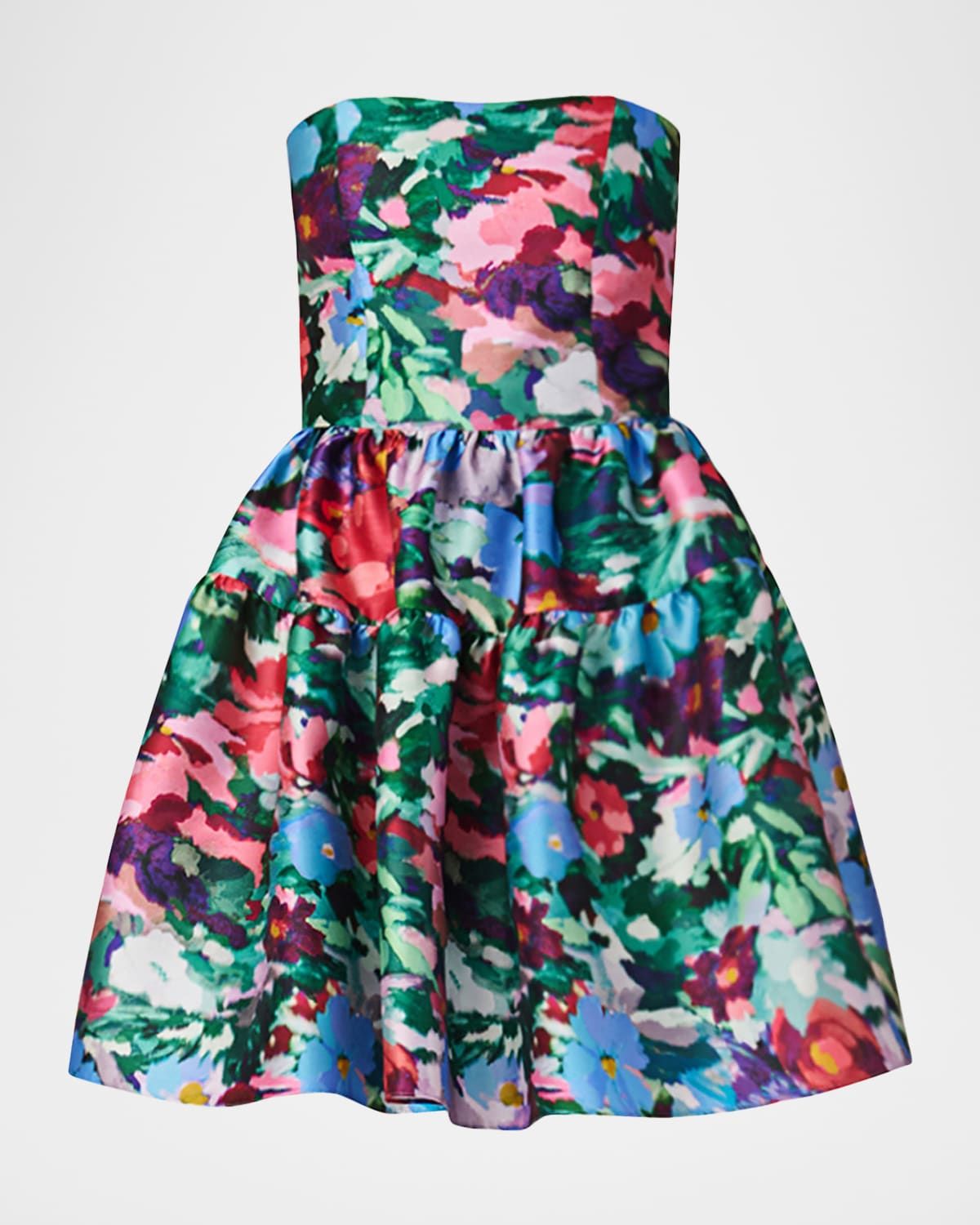Kyrie Strapless Floral-Print Mini Dress