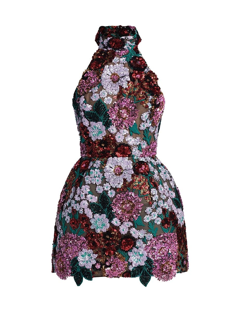 Women's Deirdre Halterneck Minidress - Pink Multi - Size Large