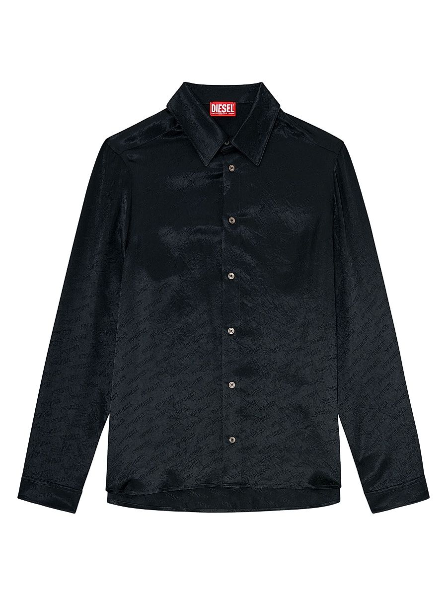 Men's Kinny Satin Shirt - Black - Size 44