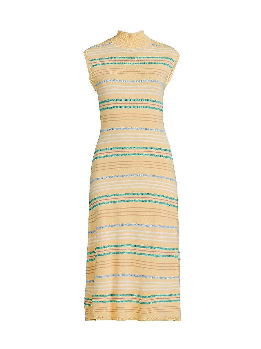 Women's Striped Pointelle-Knit Midi-Dress - Size XL