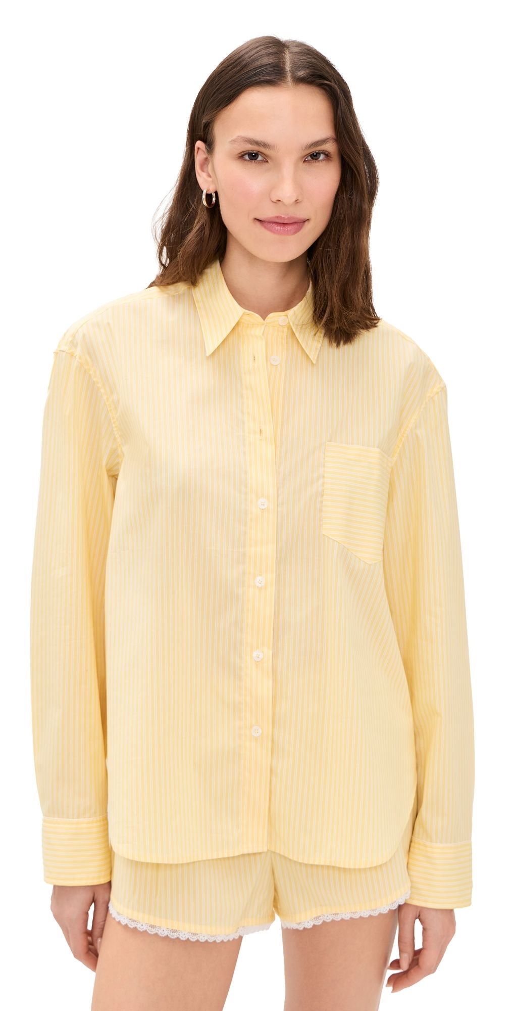 Good American Poplin Classic Boxy Shirt Butterbeam Stripe 3XL