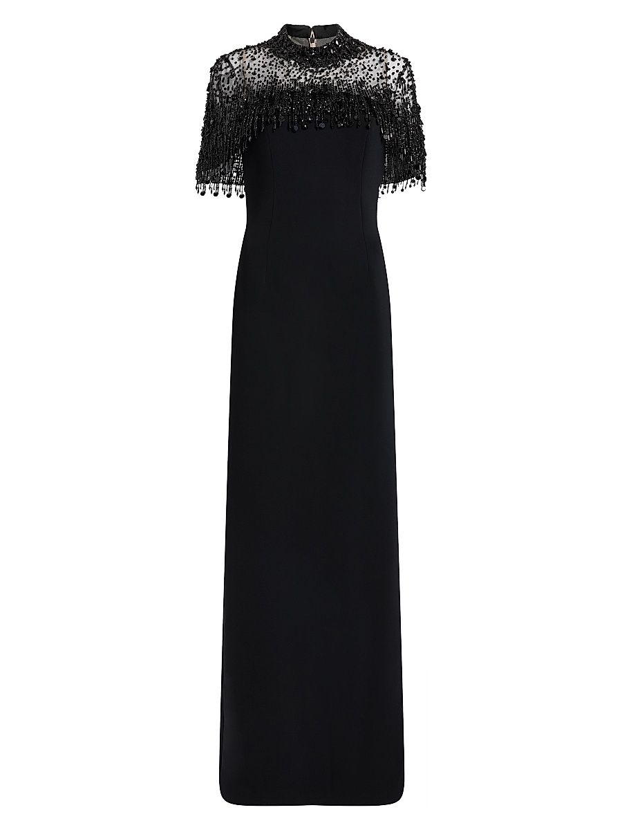 Women's Livia Embellished Drape Column Gown - Liquorice - Size 14