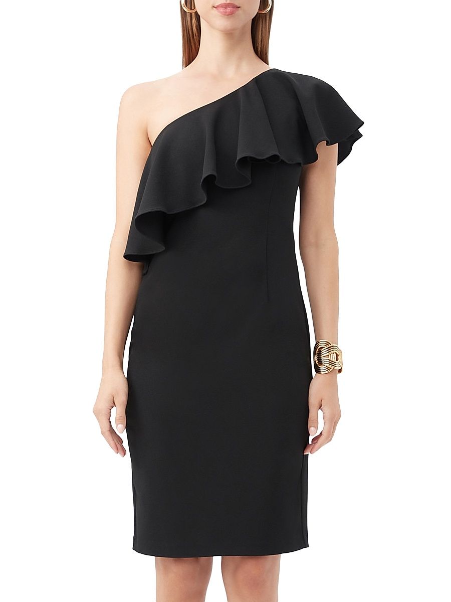 Women's Luau Ruffled One-Shoulder Dress - Black - Size 2