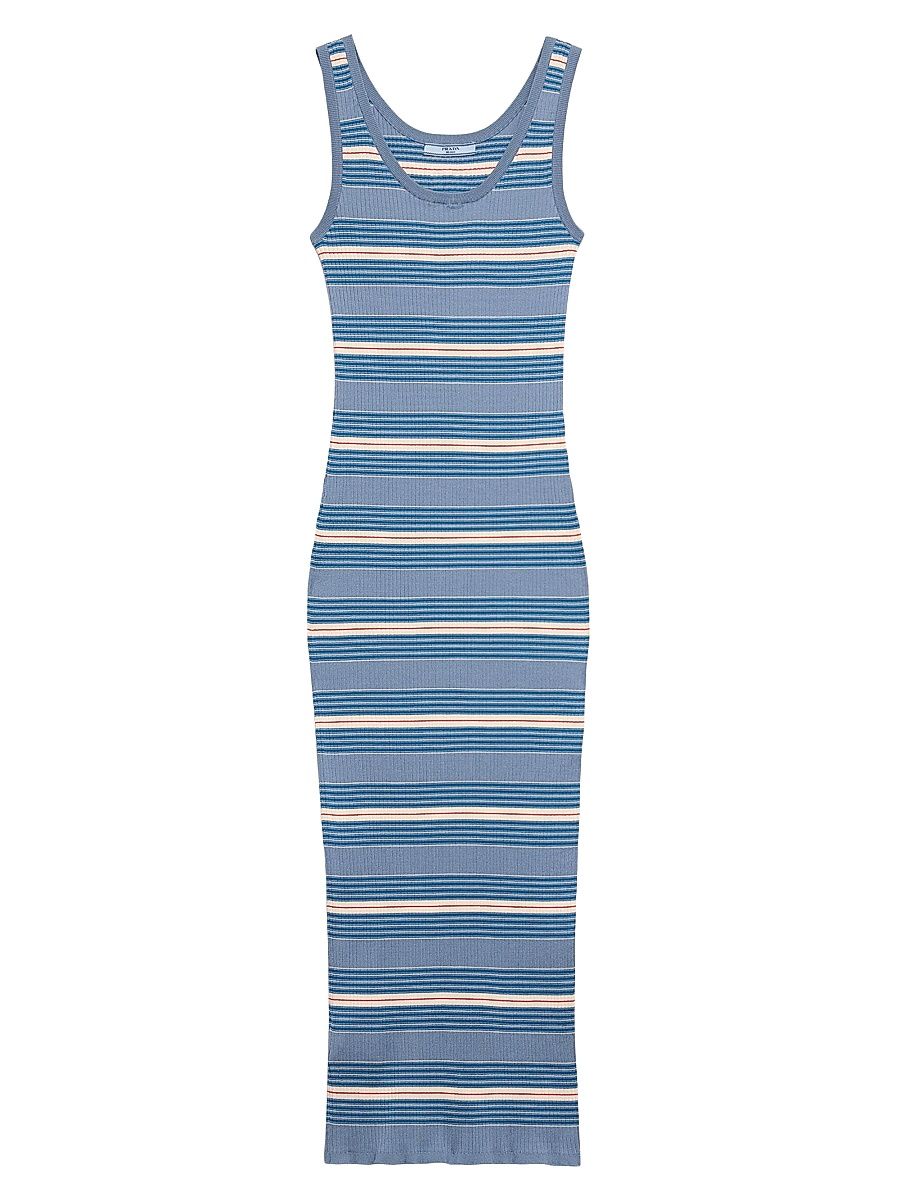 Women's Striped Stretch Cotton Dress - Blue - Size 4