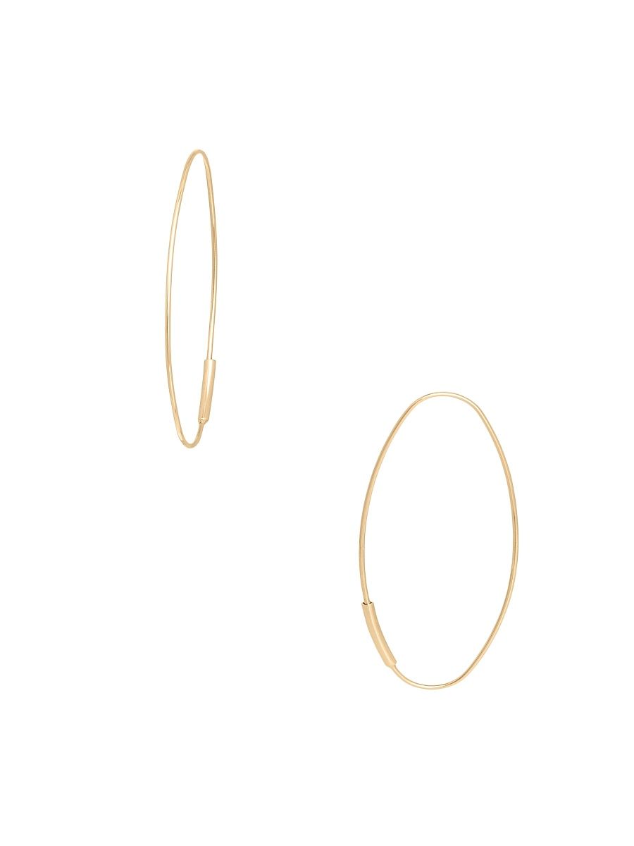 Women's Small Wire 14K Yellow Gold Oval Magic Hoop Earrings - Yellow Gold