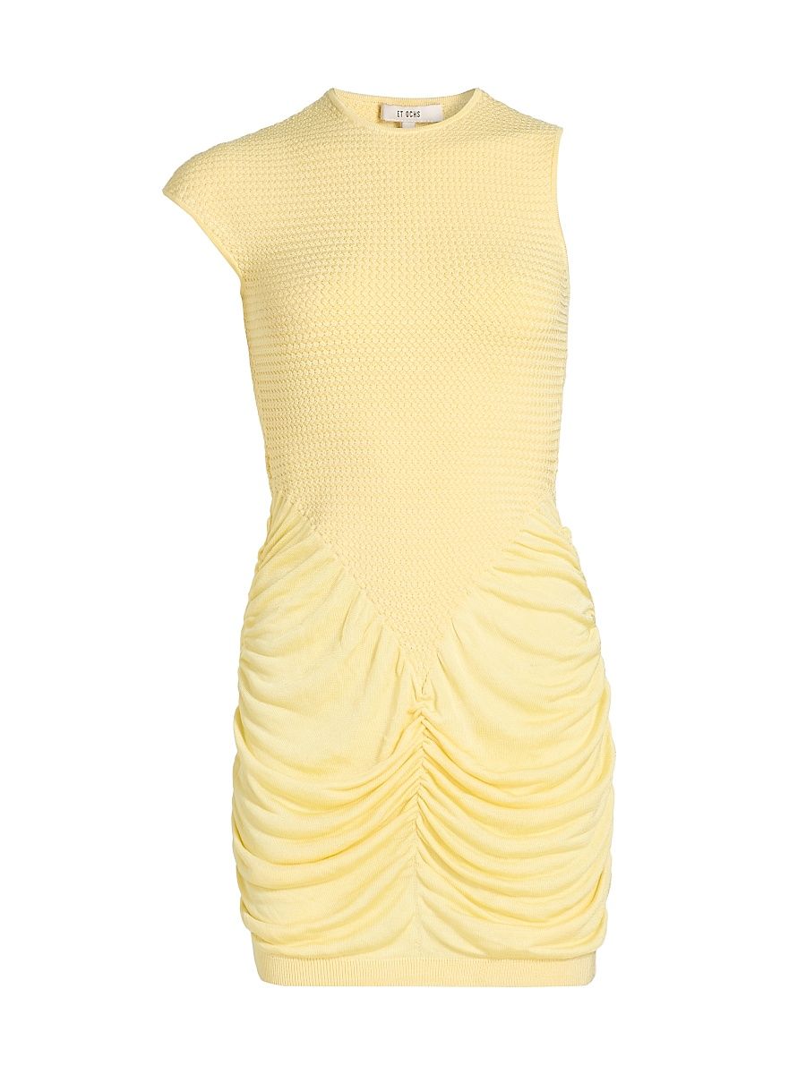 Women's Ingrid Waffle-Knit Ruched Minidress - Butter - Size XL