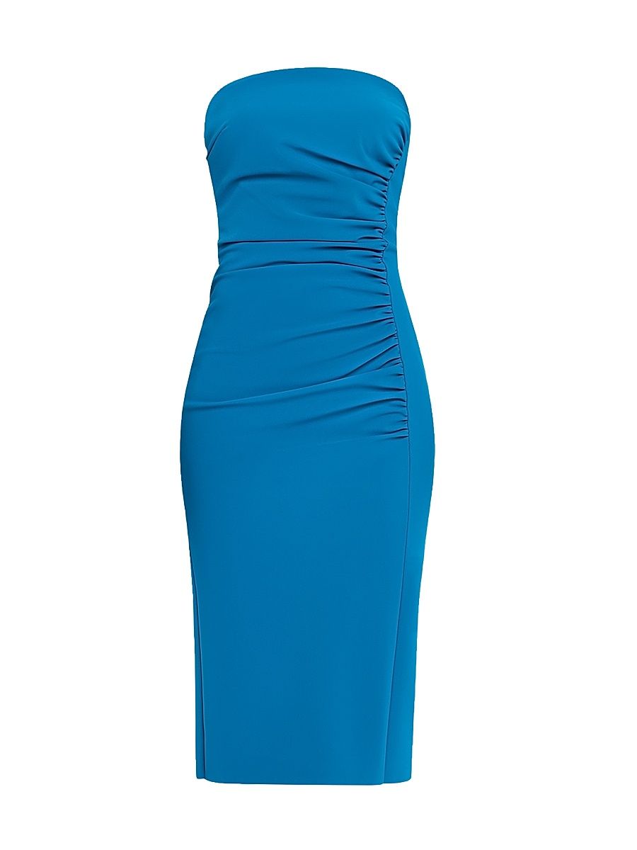 Women's Ruched Body-Con Strapless Midi-Dress - Teal - Size 16