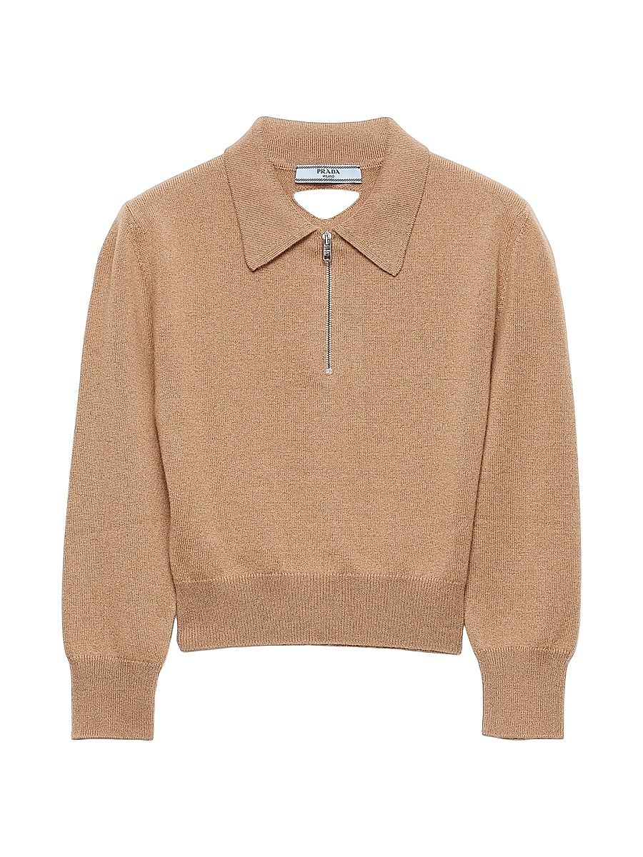 Women's Cashmere Polo Sweater - Brown - Size 12