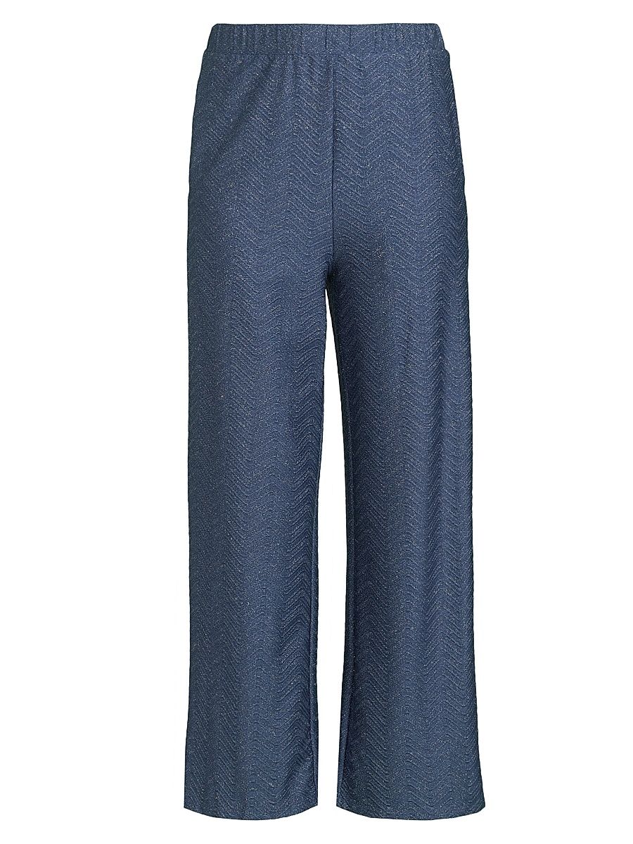 Women's Chevron Shimmer Pull-On Pants - Navy Silver - Size Large