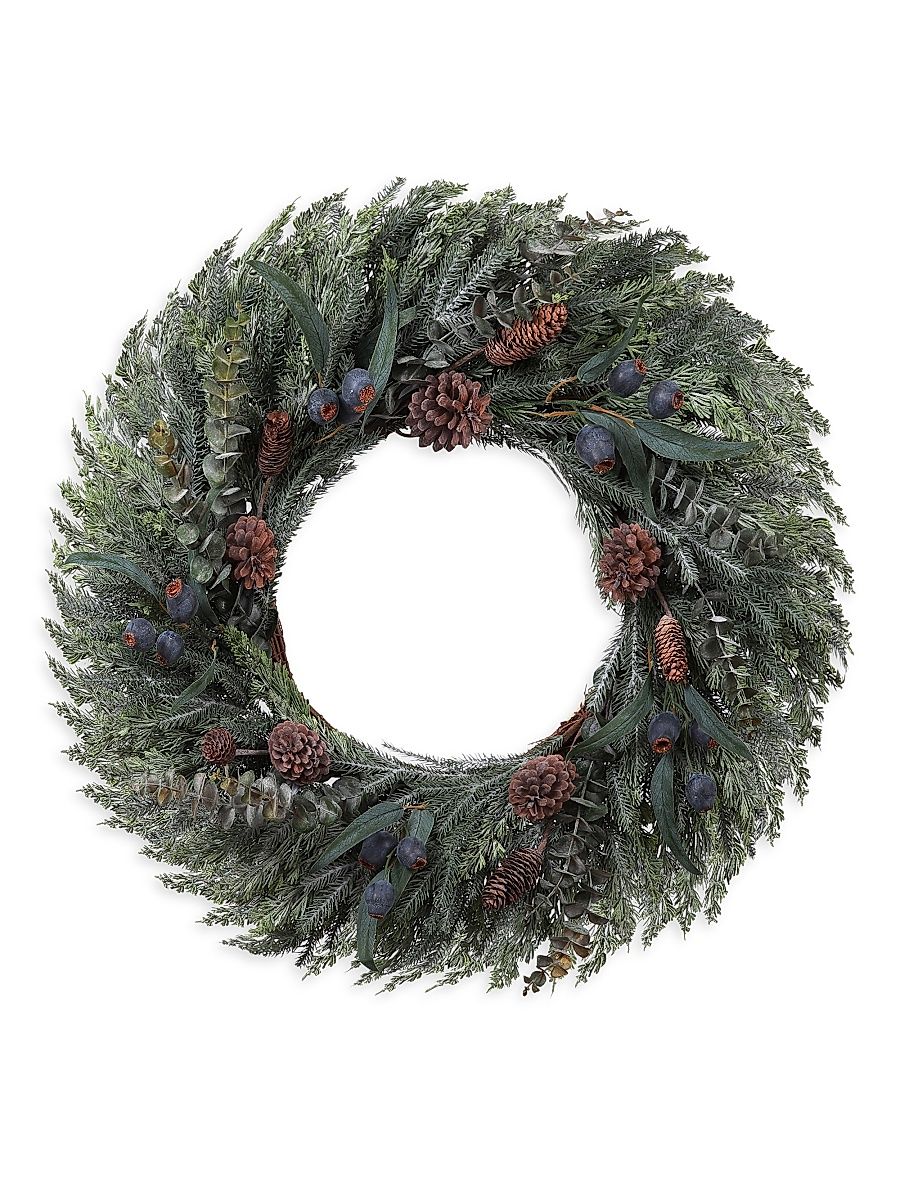 Holiday Newness Faux Mixed Eucalyptus Cedar Pine Wreath