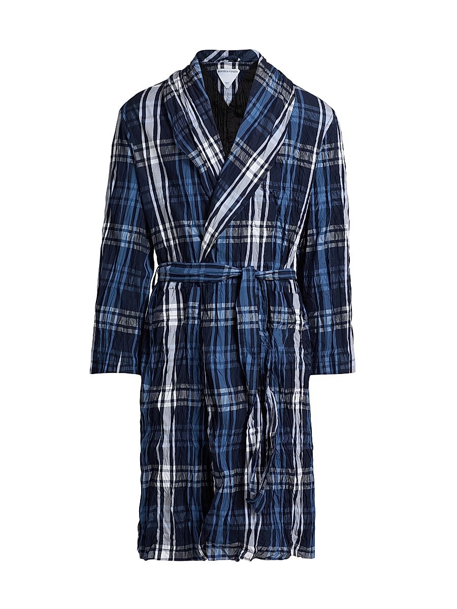 Men's Technical Check Coat - Blue Navy Chalk - Size 44