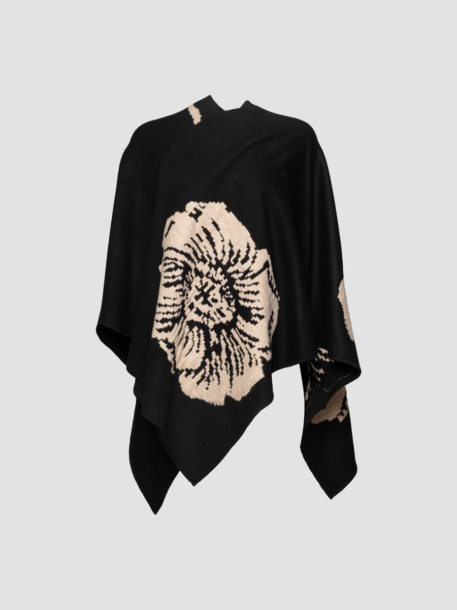 Frances Valentine Women's Ginny Floral Print Wrap - Black Camel