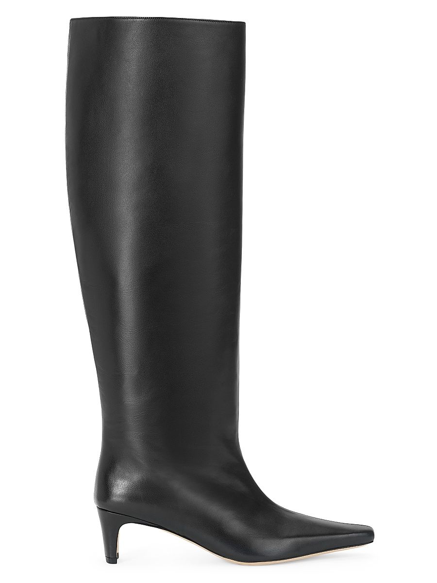 Women's Wally 55MM Leather Wide-Calf Boot - Black - Size 12
