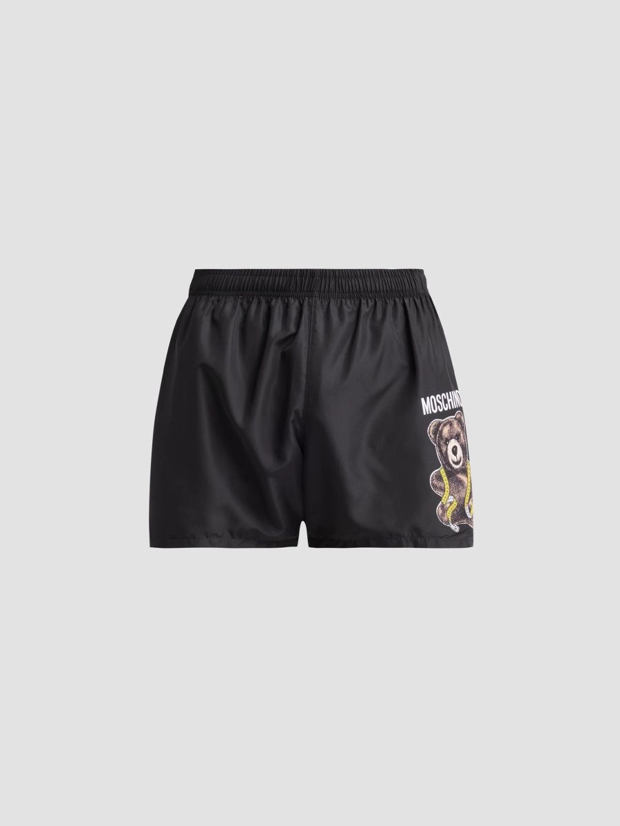 Moschino Men's Bear Graphic Swim Shorts - Multi Black - Size 38