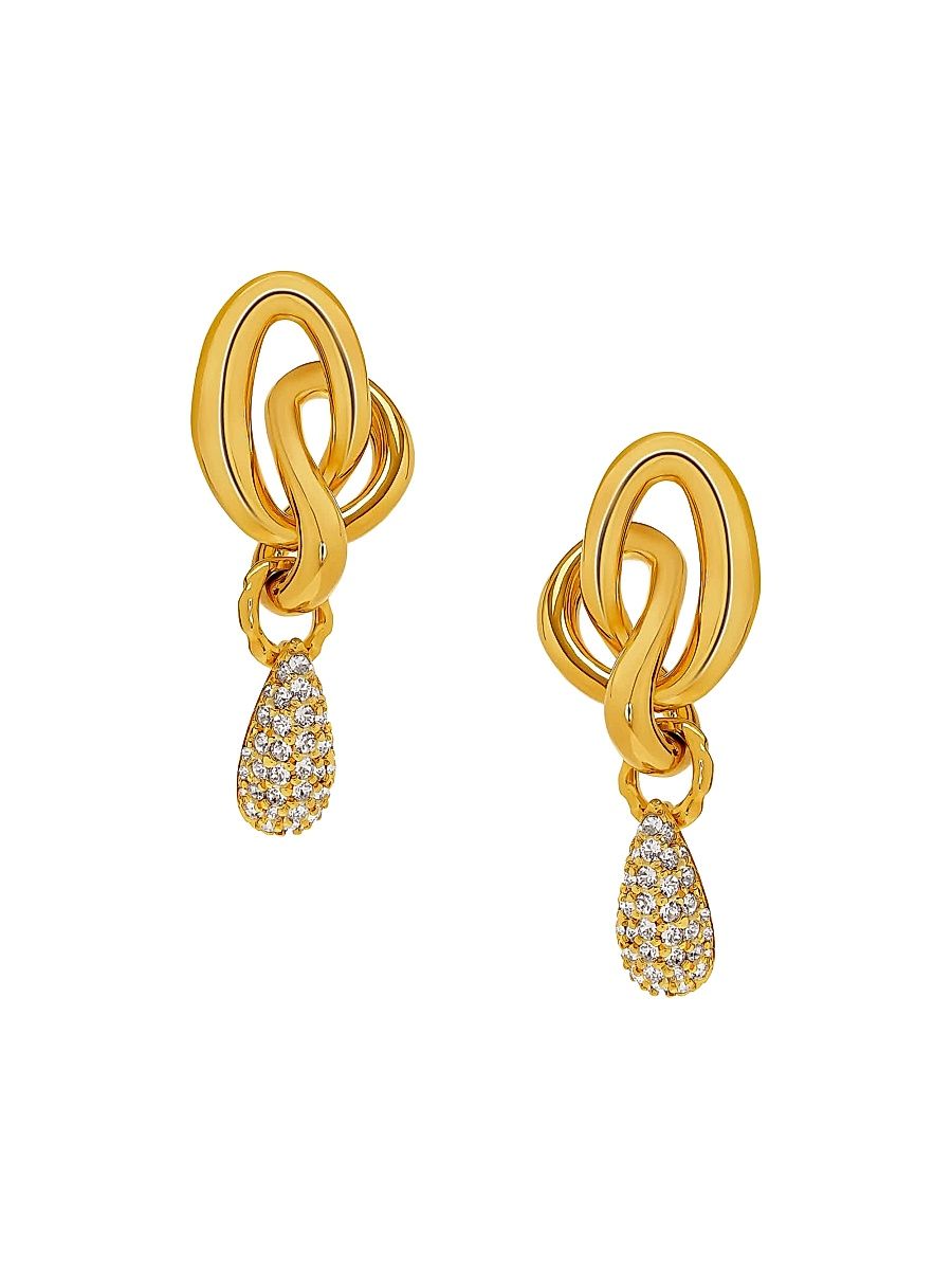 Women's Twisted Knot 24K-Gold-Plated & Glass Crystal Drop Earrings - Gold