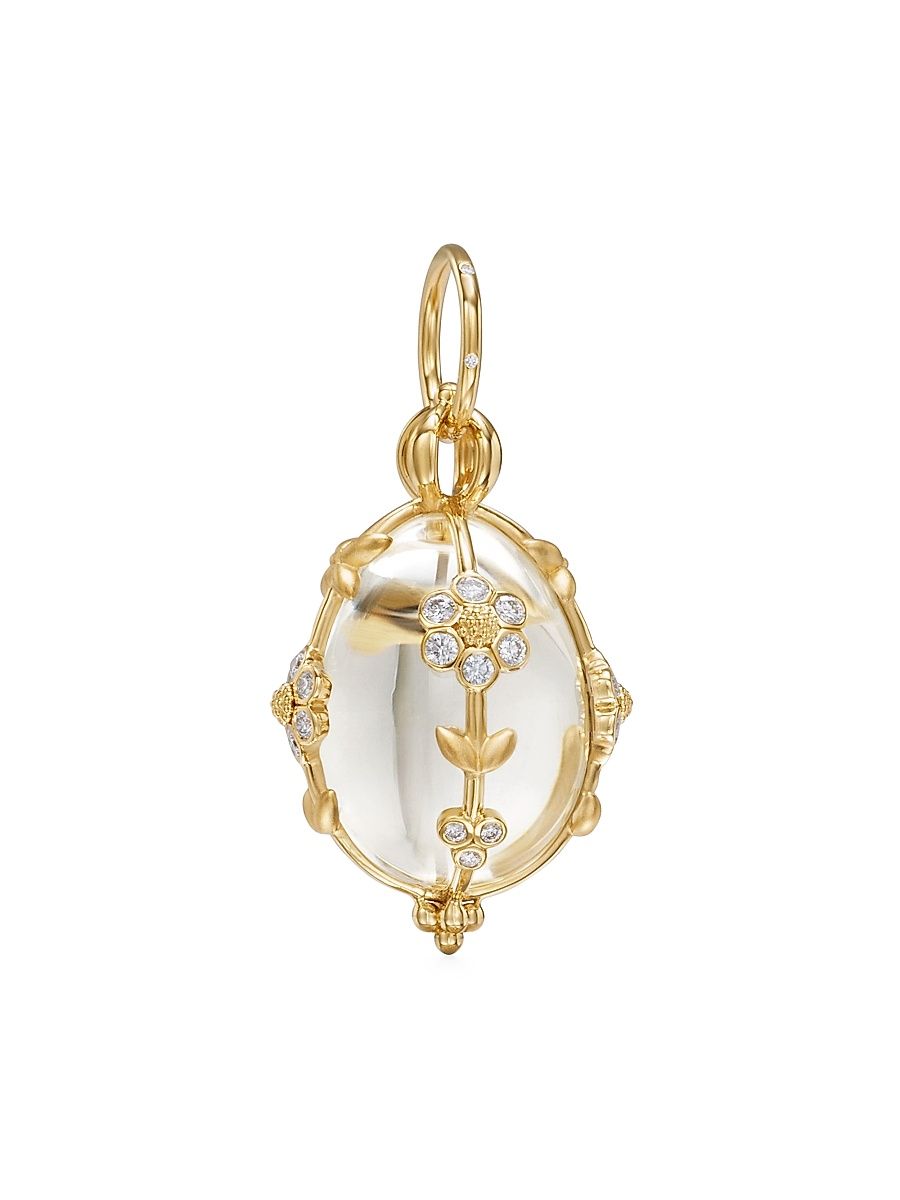 Women's Fiori 18K Yellow Gold, Rock Crystal & 1.04 TCW Diamond Medium Amulet - Yellow Gold
