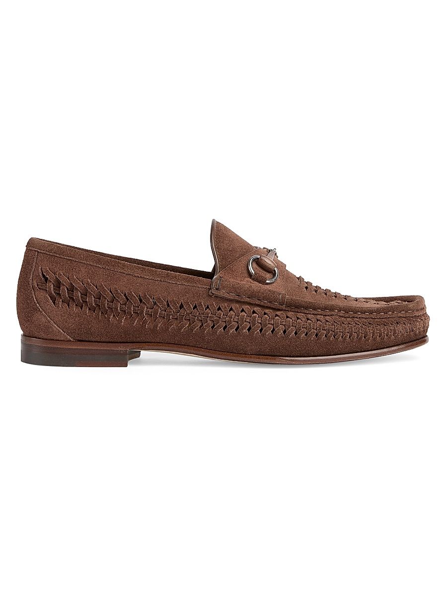 Men's Horsebit Braided Suede Moccasins - Brown - Size 13