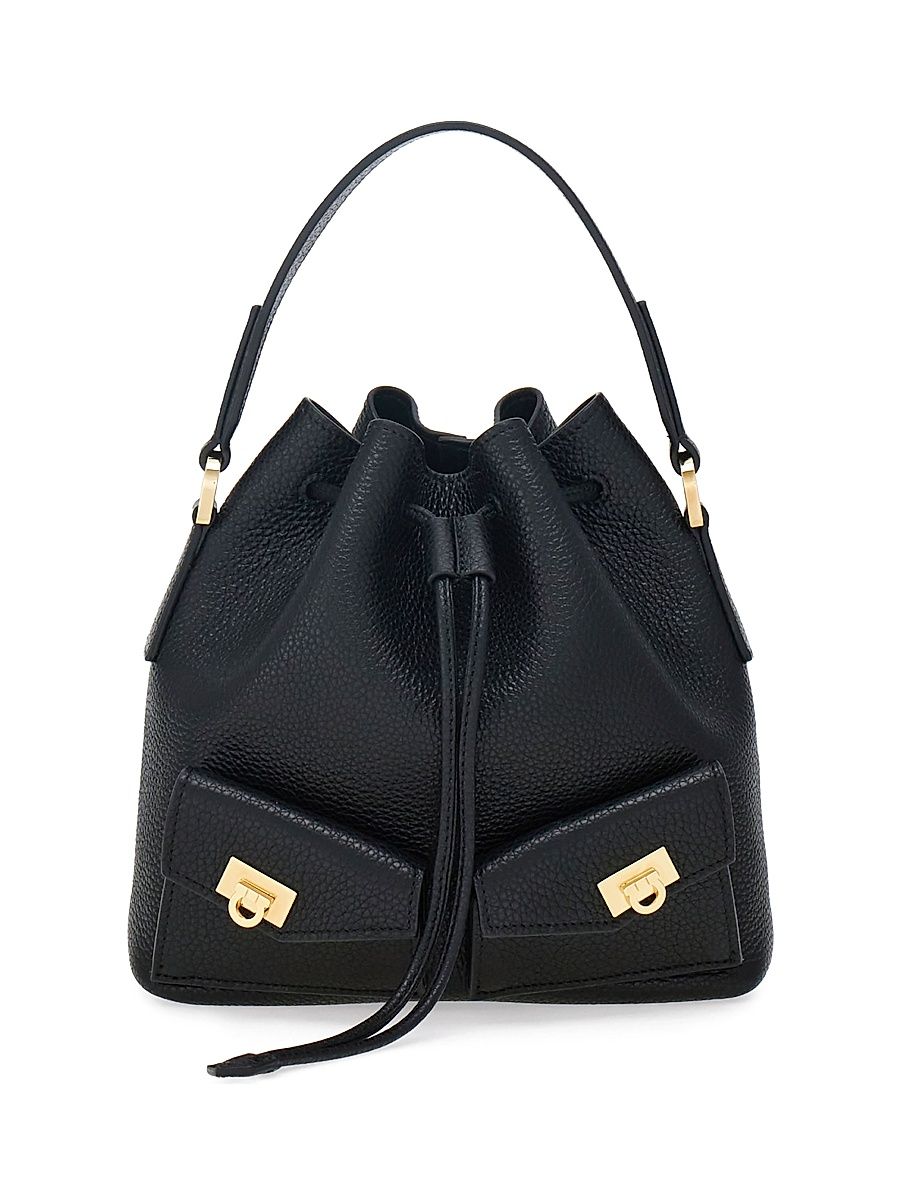 Women's Leather Bucket Bag - Nero